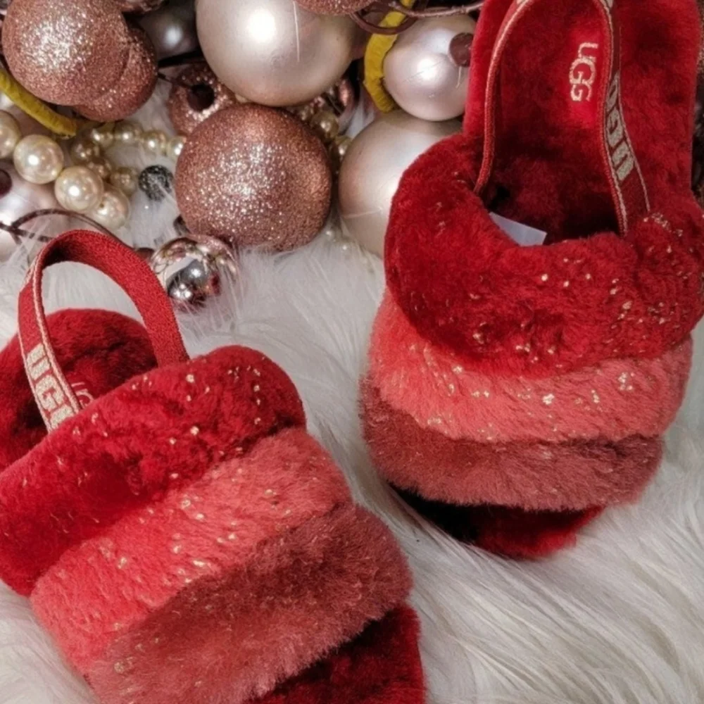 Ugg Toddler Fluff Yeah Metallic Sparkle Shoes new